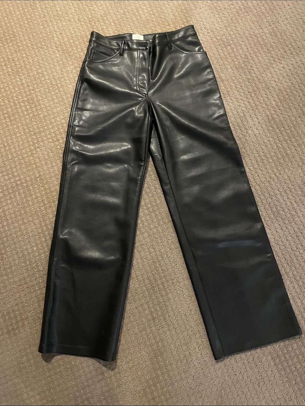 Wilfred Black Faux Leather Wide Leg Pants